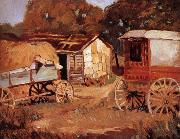 Grant Wood Carriage Business oil painting